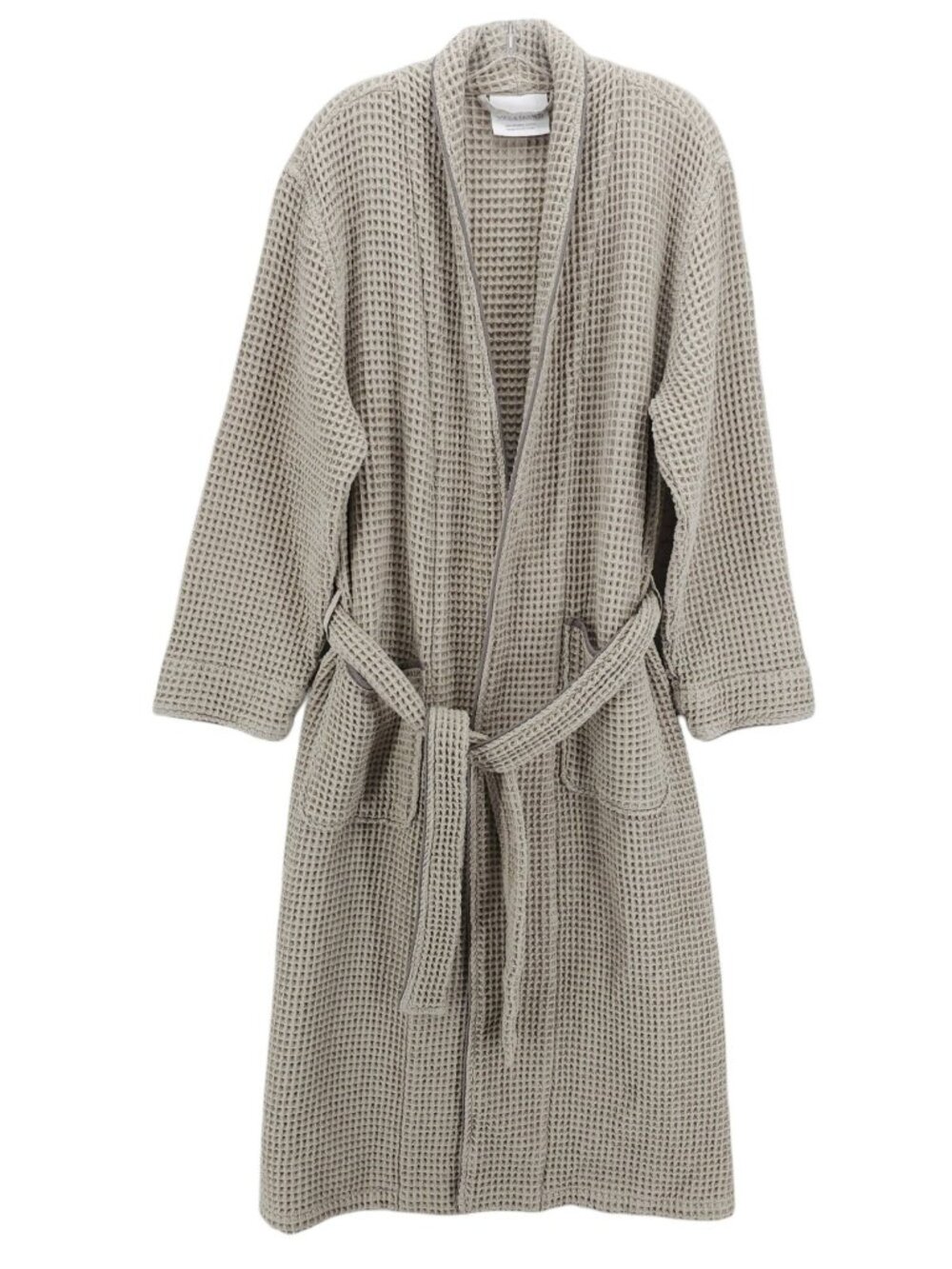 BOLL & BRANCH Waffle Knit Organic Cotton Robe Pewter Stone Texture Unisex MEDIUM